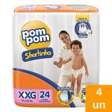 Fralda Descartável Pom Pom shortinho Jumbo Tamanho Xxg - 4 Pacotes Com 24 Tiras