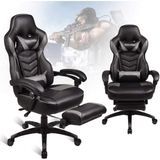 Cadeira Gamer YOURLITEAMZ, Couro PU, Ergonômica, Ajustável, 360 graus, Preto/Cinza