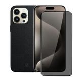 Kit Capa Couro Dual Preta E Película Defender Pro Privacidade Para Iphone 15 Pro Max - Gshield