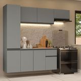 Armário De Cozinha Completa Suspenso 220cm Cinza Nice Madesa 02