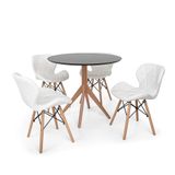 Kit Mesa de Jantar Maitê 80cm Preta e 4 Cadeiras Branca
