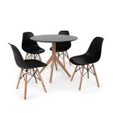 Kit Mesa de Jantar Maitê 80cm Preta e 4 Cadeiras Preta