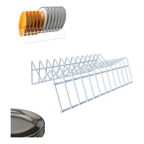 Suporte Para Pratos Armário De Cozinha Aramado Em Aço Organizador Dicarlo Branco