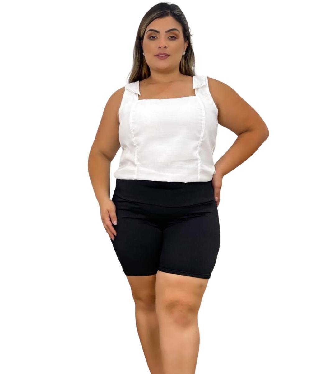 Shorts Plus Size Legging Suplex Preto