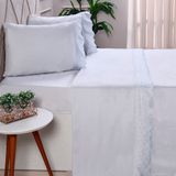 Jogo De Cama Queen Gelo Broderie Microfibra Em Poliéster - Bene Casa