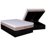 Cama Box Baú Queen: Colchão Ortopédico Orthoflex Foggia Premier + Base Crc Suede Black(158x198)