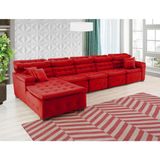Sofá Retrátil e Chaise Orlando 420x150 Vermelho