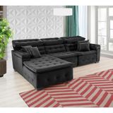 Sofá Retrátil e Chaise Orlando 280x170 Preto