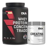 Kit Whey Protein Concentrado Dux 900g Pote Sabor Coco + Creatina Monohidratada Pote 300g Dux