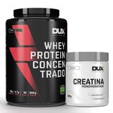 Kit Whey Protein Concentrado Dux 900g Pote Chocolate + Creatina Monohidratada Pote 300g Dux