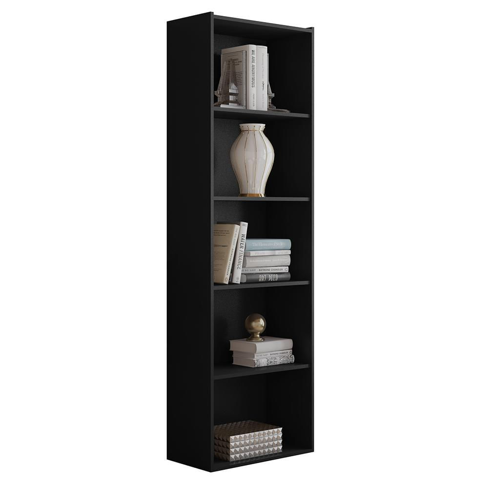 Estante Livreiro Luiza Com Prateleiras Preto - Ajl Móveis