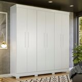 Guarda Roupa Solteiro 6 Portas 4 Gavetas Flórida 100% Mdf Branco