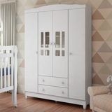 Guarda-roupa De Bebê 4 Portas 2 Gavetas Ariel Branco