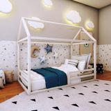 Cama Casinha Infantil Ludika Mobilia Branco Acetinado