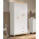 Guarda Roupa Para Quarto De Bebê 3 Portas 2 Gavetas Údine Móveis Bonatto Branco/pinus