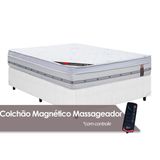 Cama Box Casal: Colchão C/vibro Massagem Castor Pocket Gold Star Niponpedic Magnético C/ + Base Crc Courano White(138x188)