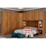 Quarto Casal Modulado Rizon 7 Peças (1 Armário Ponte + 1 Closet + 3 Guarda Roupas + 2 Complementos) Qc211 Freijo Cumaru - Novo Horizonte