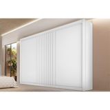 Guarda Roupa Casal 3 Portas De Correr 1 Ripada E 6 Gavetas Vitória Branco Acetinado - Europa