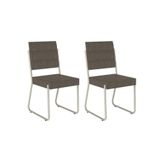 Cadeira Sala De Jantar 1736 Aço Kit 2 Uni Mocca / Prata - Carraro