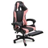 Cadeira Gamer Stillus Ergonômica Com Apoio Para Os Pés - Preto E Rosa