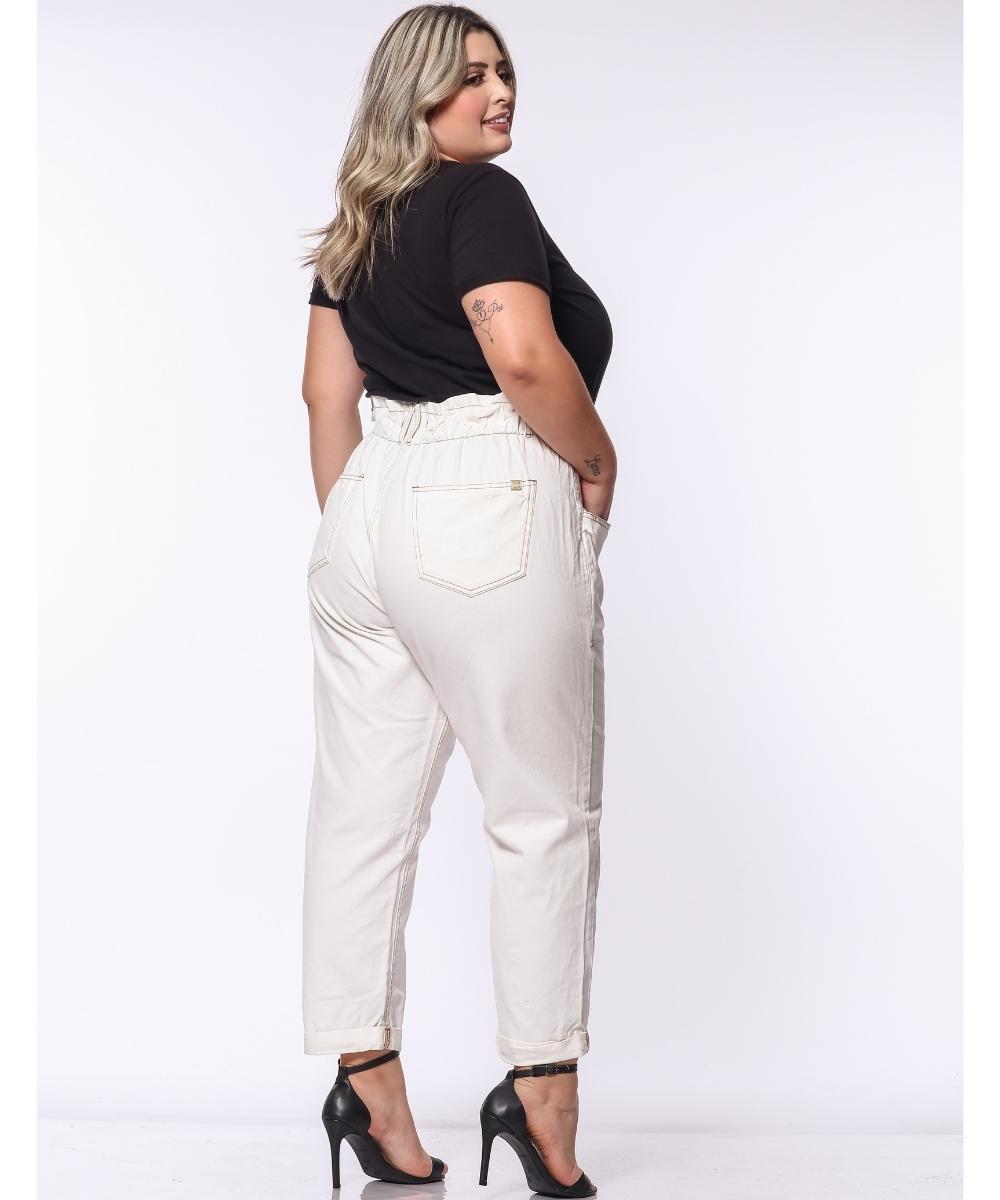 Calça Feminina Plus Size Baggy 46 Ao 54 - Razon - Off White - Carrefour