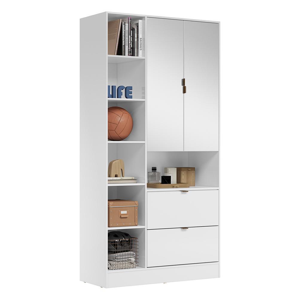 Armário Multiuso Joy 2 Portas Branco Com Espelho - Demóbile