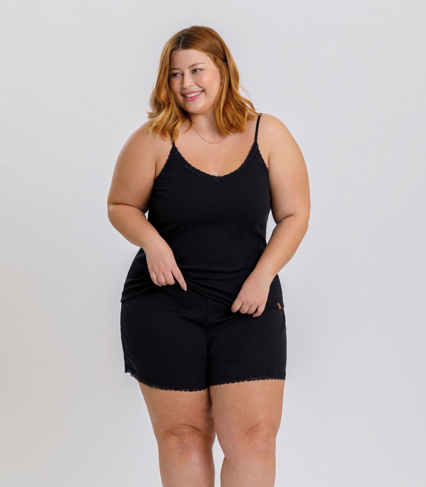 Pijama Alça Feminino Plus Mensageiro Dos Sonhos Preto Xgg