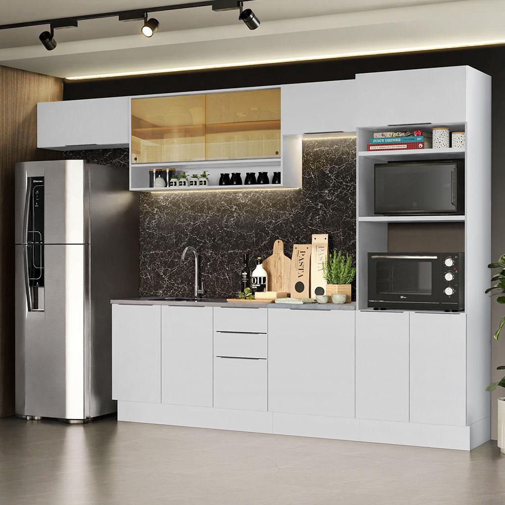 Armário De Cozinha Completa 330cm Branco Stella Madesa 06