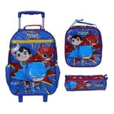 Kit Mochila Rodinhas + Lancheira + Estojo Dc Super Friends