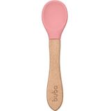 Colher Infantil De Bambu E Silicone Rosa - Buba