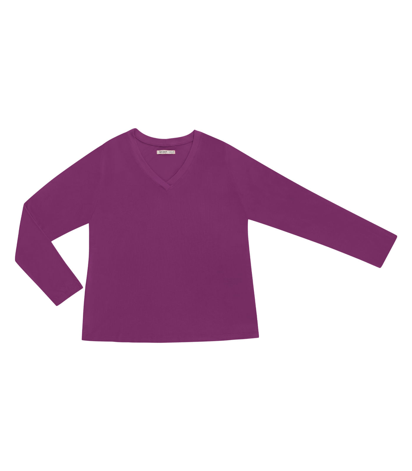 Blusa Manga Longa Visco Tricot Secret Glam Roxo Plus G4