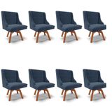 Kit 8 Cadeiras Estofadas Giratória Para Sala De Jantar Lia Suede Azul Marinho - Ibiza