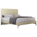 Cama Casal King Com Cabeceira 199cm Pés Metálicos Elisa S05 Veludo Bege - Mpozenato