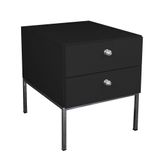 Mesa de Cabeceira com 2 Gavetas Preto MDF