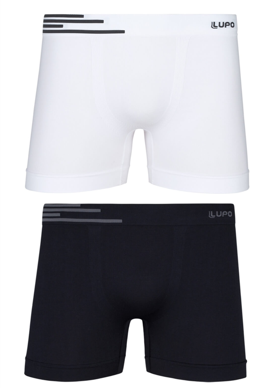 Kit Cueca Boxer Microfibra Lupo - Branco/preto - 00436 | Pau A Pique Kit Cueca Boxer 00436 - Branco/preto - P