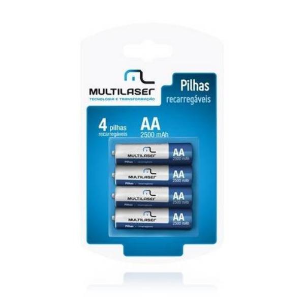 Pilha Recarregável Multilaser Cb052 Aa 2500mah 4 Unidades