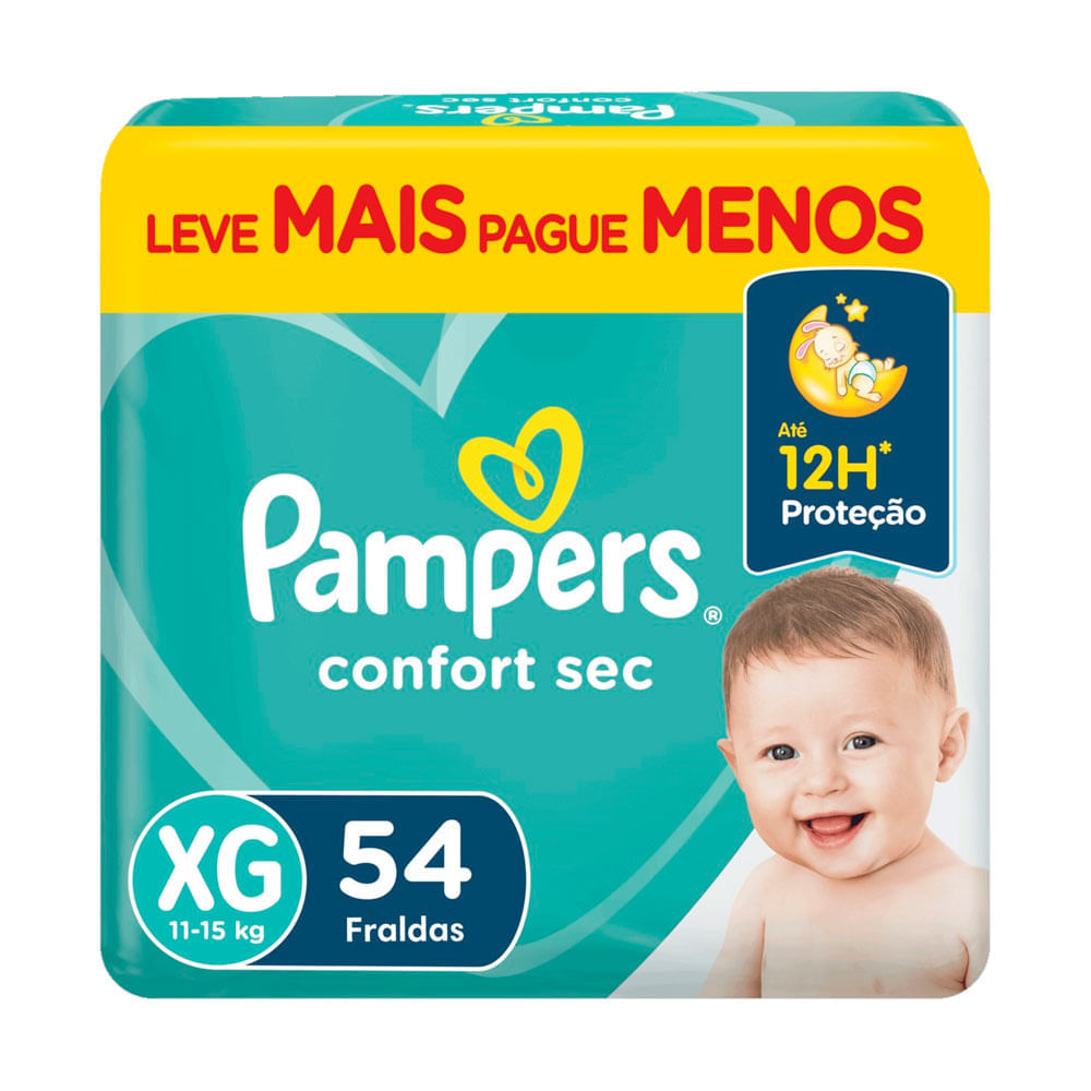 Fralda Pampers Confort Sec Tamanho Xg 54 Fraldas