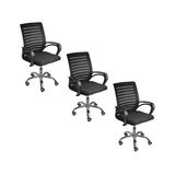 Kit 3 Cadeiras De Escritório Secretaria Diretor Roma Ergonômica