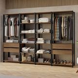 Guarda-roupa Closet Modulado Valencia 4 Gavetas 258cm Rustic/preto Madesa 02