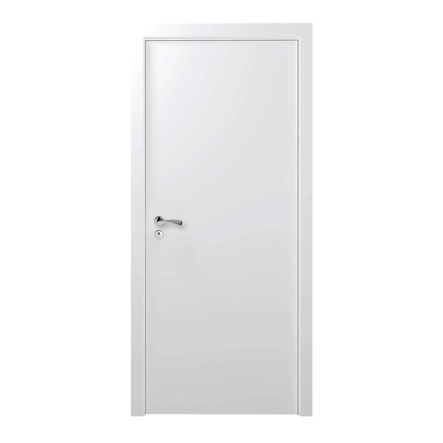 Kit Porta de Madeira Lisa Primer 210cm x 80cm Moldufama Direita Branco