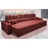 Sofá Retrátil e Reclinável 3,52m Austin com Molas no Assento Tecido Suede Velusoft Vermelho