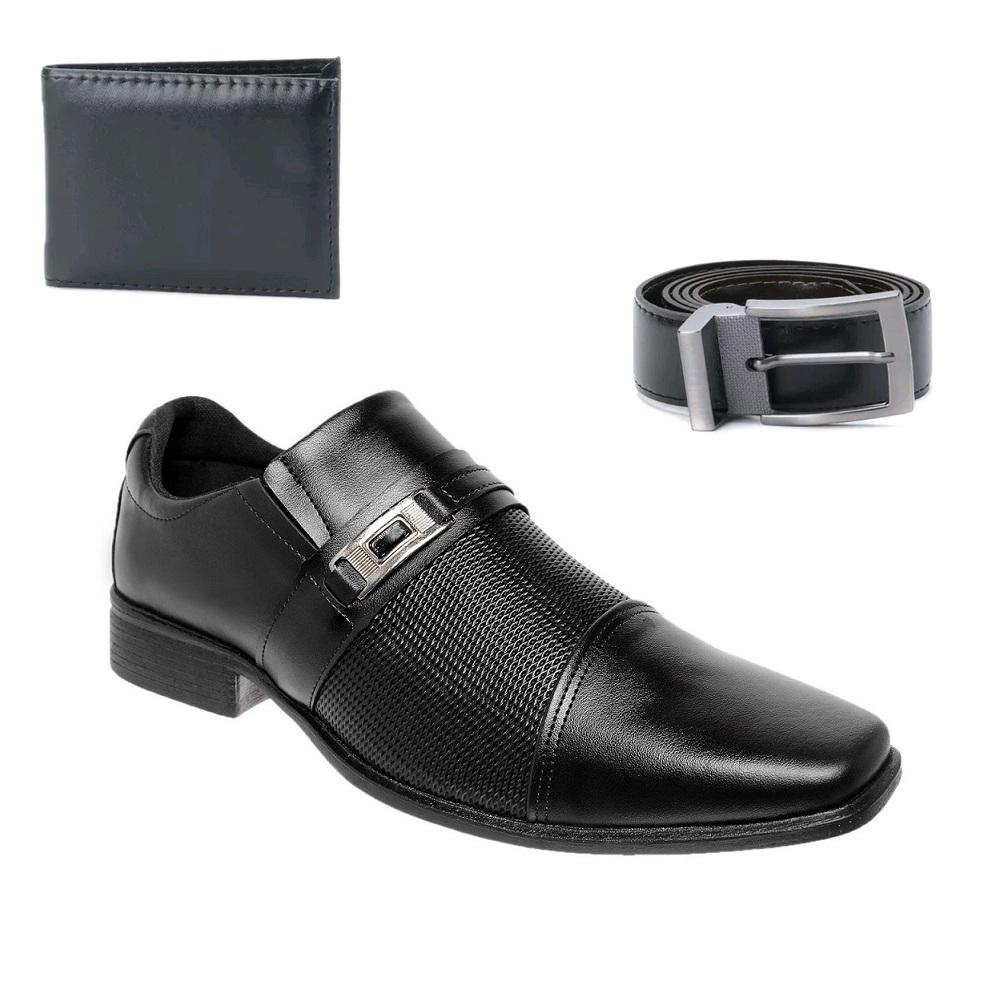 Sapato Westline Eco Kit Preto 038 + Carteira + Cinto