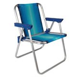 Cadeira De Praia Infantil Alta De Alumínio Dobrável Azul-mor