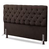 Cabeceira Cama Box Casal King Size Lylla 195cm Capitonê Com Frame Sintético Marrom - Desk Design