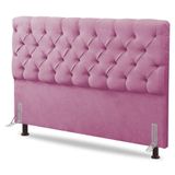 Cabeceira Cama Box Casal King Size Lylla 195cm Capitonê Com Frame Suede Rosa - Desk Design