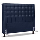 Cabeceira Cama Box Casal King Size Ciara 195cm Botonê Com Frame Suede Azul Marinho - Desk Design