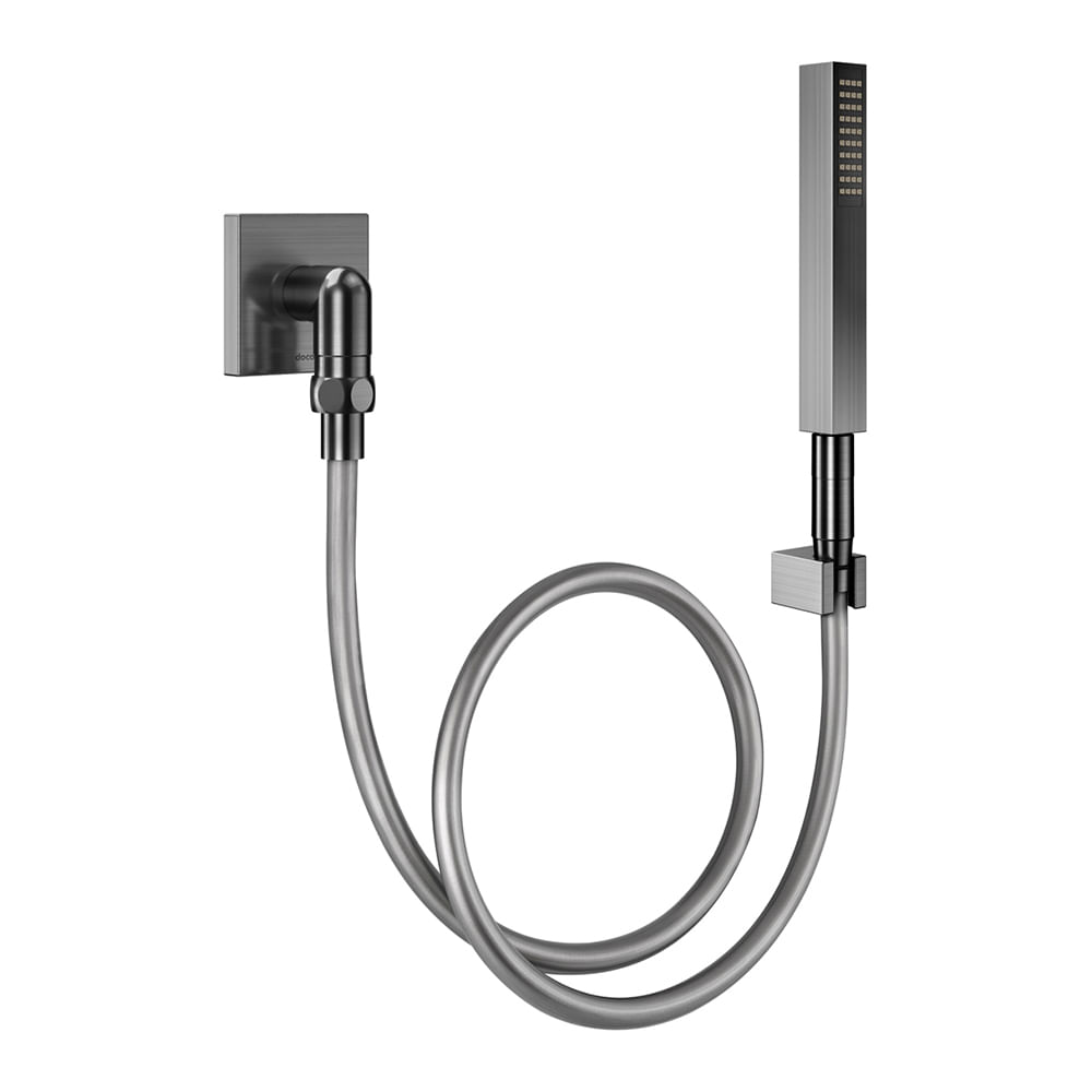 Ducha Manual Com Joelho 90° Docol Square 1834770 Grafite Escovado