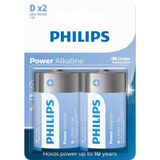 Bateria Philips Alcalina Tipo D Lr20p2b/59 1.5v - Embalagem Com 2 Unidades