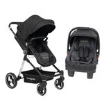 Carrinho Com Bebê Conforto Ts Aston Com Base Silver/black Premium Baby