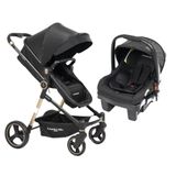 Carrinho Com Bebê Conforto Ts Aston Com Base Gold/black Premium Baby